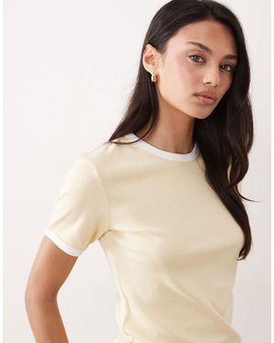 ARKET Slim Fit Ribbed T-shirt With Trim - Natural