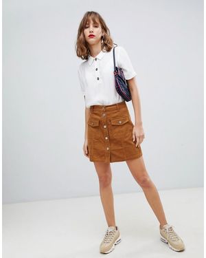 Stradivarius Minifalda marrn de pana de - Marrón