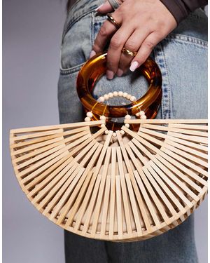 River Island Wooden Basket Bag - Metallic