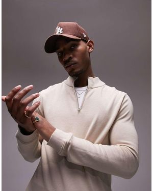 TOPMAN Essentials 1/4 Zip Jumper - Brown