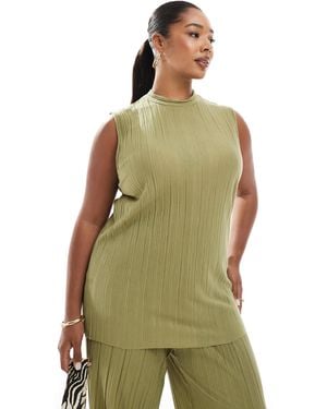 Vero Moda Plisse Sleeveless Top Co-ord - Green