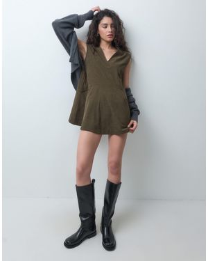 ASOS Relaxed V Neck Mini Dress With Dropped Waist - Multicolor