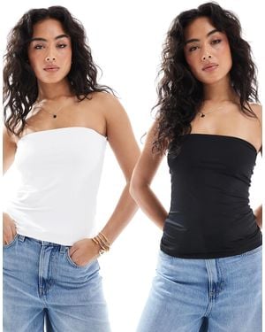 Pull&Bear 2 Pack Polyamide Second Skin Bandeau Top - Blue