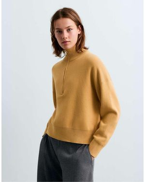Oysho Cotton-Blend Half-Zip Knit Jumper - Grey