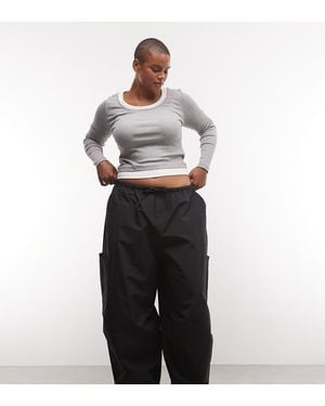 Collusion Plus Balloon Leg Trousers With Tie Waist - Black