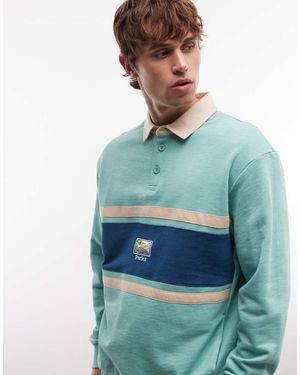 Parlez Long Sleeve Stripe Rugby Shirt - Blue