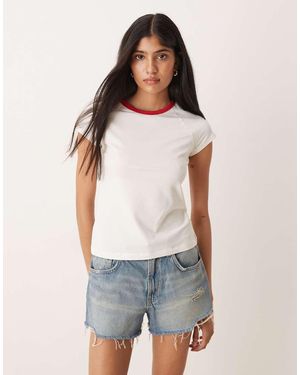 JJXX T-Shirt Color Panna Con Profili A Contrasto - Grigio