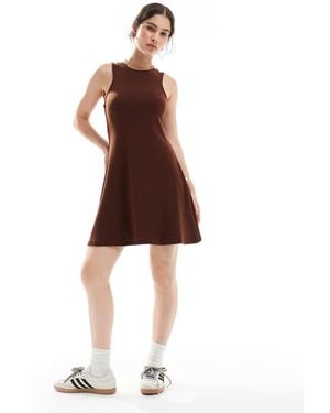 Vero Moda Ribbed Racer Mini Dress - Brown