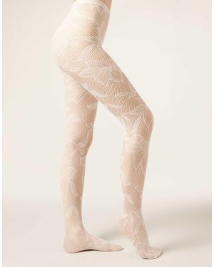 Calzedonia Macro Floral Lace Tights - Natural
