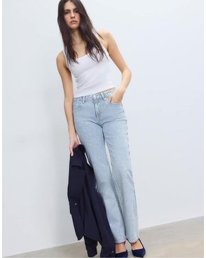 Stradivarius D98 Straight-leg Vintage Effect Jeans - Blue