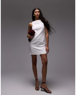 & Other Stories Linen Mini Dress With Boat Neck - Grey
