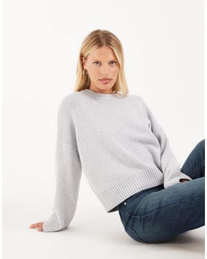 Hollister Pull en maille à col rond clair - Blanc