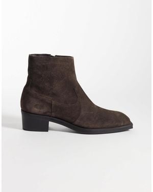 ASOS Cuban Heeled Boots With Western Detailing - Brown