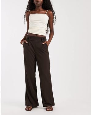 Vero Moda Button Detail Wide Leg Pants - Brown