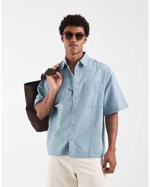ASOS Oversized Seersucker Shirt - Blue
