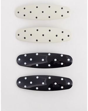ASOS Pack De 4 Pasadores Para El Cabello De Color Negro Y Blanco Con Diseño De Lunares De