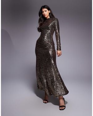 ASOS Sequin Long Sleeve Maxi Dress - Grey