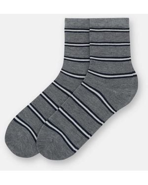 Pull&Bear – gestreifte, lange socken - Grau