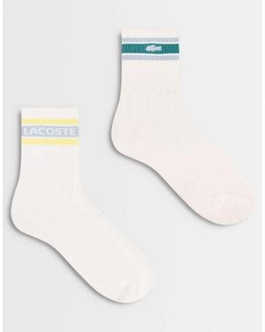 Lacoste 2 Pack Graphic Sports Socks - Natural