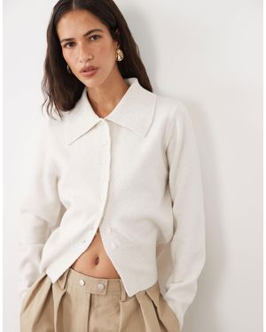 Threadbare Cardigan With Peter Pan Collar - White
