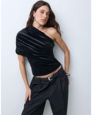 ASOS Top Asimétrico De Terciopelo En - Azul