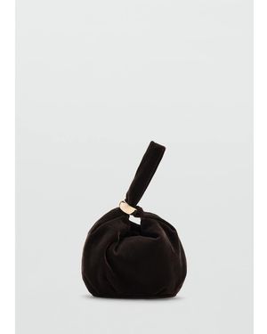 Mango Velvet Pouch Bag With Accent - White