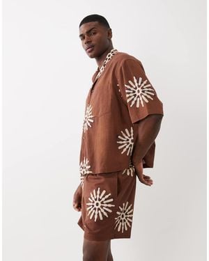 ASOS Co-ord All Over Sun Print Shorts - Brown