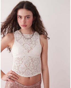 Motel Polovina Stretch Lace Vest Top - White