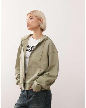 Collusion Felpa Con Cappuccio Squadrata Grigio Mélange Con Zip - Neutro