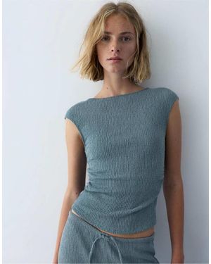 Pull&Bear Crepe Top - Blue