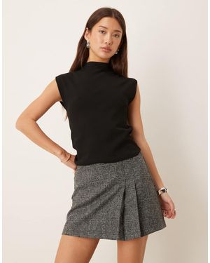 Jdy Minifalda De Sastre Gris A Cuadros De - Negro
