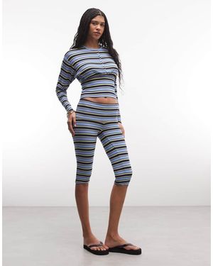 AFRM Pantalones Capri A Rayas Azules De Canalé Silvia De (Parte De Un Conjunto)