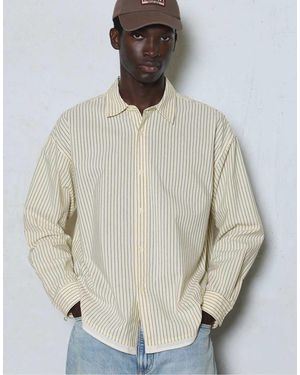 Pull&Bear Camicia A Righe A Maniche Lunghe Color Vaniglia - Grigio