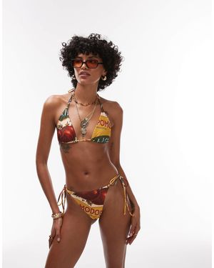 TOPSHOP Amalfi Thong Bikini Bottoms - Brown