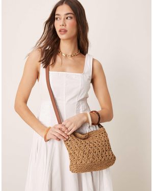 Accessorize Mini Cross Body Straw Bag - Natural