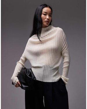 ARKET Sheer Lightweight Wide Rib Turtleneck Jumper - Grey