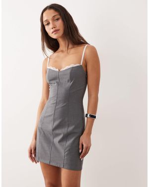 The Frolic Exclusive Lace Bra Insert Detail Structured Cami Mini Dress - Gray
