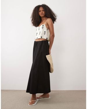 Mango 100% Cotton A Line Midi Skirt - White
