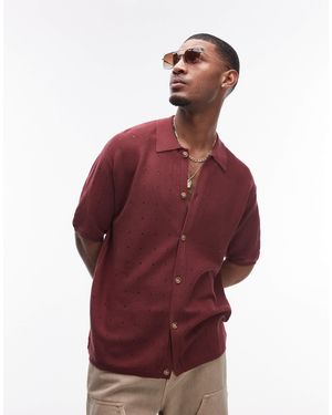 TOPMAN – polohemd aus pointelle-strick - Rot