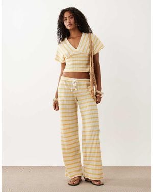 ASOS Textured Wide Leg Trouser Co-ord - Natural
