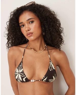 Motel Pami Doodle Swirl Print Triangle Top - Black