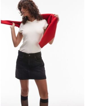 TOPSHOP Denim Mini Pelmet Skirt - Red