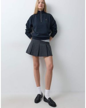 Fred Perry Sudadera Con Media Cremallera, Cuello Alto Y Logo En - Azul