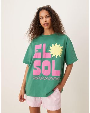ASOS Camiseta Extragrande Con Estampado Gráfico "El Sol" De - Verde