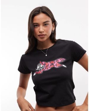 ICECREAM Leopard Print Running Dog Graphic Logo Baby T-Shirt - Black