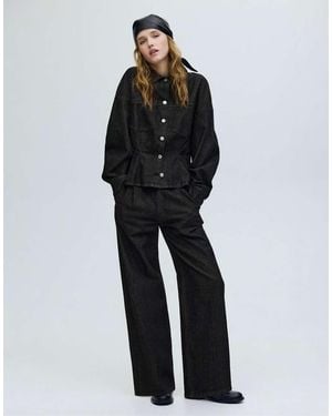 Pull&Bear Relaxed Fit Wide-leg Jeans - Black