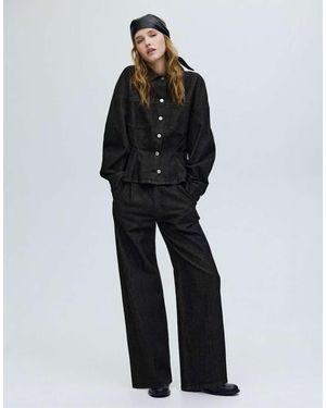 Pull&Bear Jeans Vestibilità Comoda A Fondo Ampio Neri - Nero
