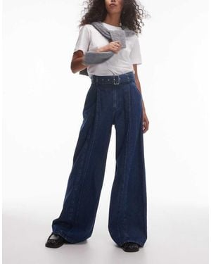 & Other Stories Belted Wide Jean Jeans With Front Seam Detail - Blue