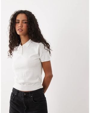Mango Short Sleeve Polo Top - White