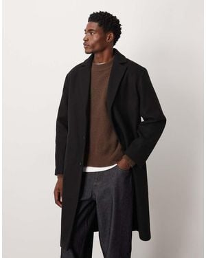 ASOS Wool Look Relaxed Longline Coat - Black